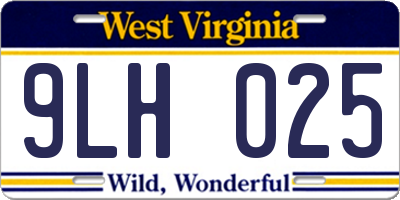 WV license plate 9LH025