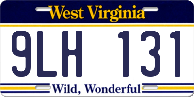 WV license plate 9LH131