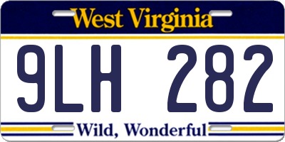 WV license plate 9LH282