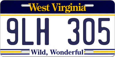 WV license plate 9LH305