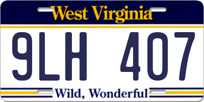 WV license plate 9LH407