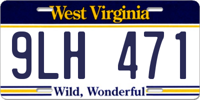 WV license plate 9LH471