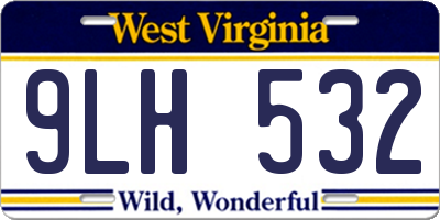 WV license plate 9LH532