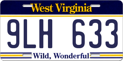 WV license plate 9LH633