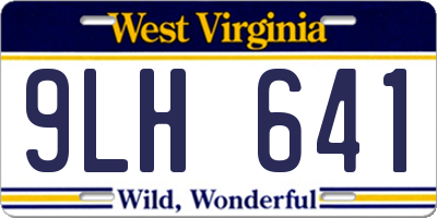 WV license plate 9LH641