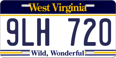 WV license plate 9LH720