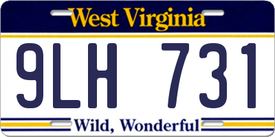 WV license plate 9LH731