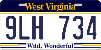 WV license plate 9LH734