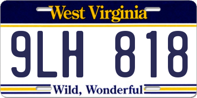WV license plate 9LH818