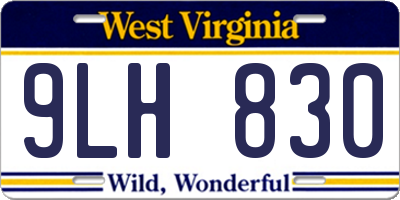 WV license plate 9LH830