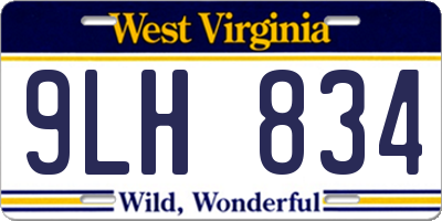 WV license plate 9LH834