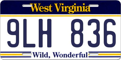 WV license plate 9LH836