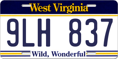 WV license plate 9LH837
