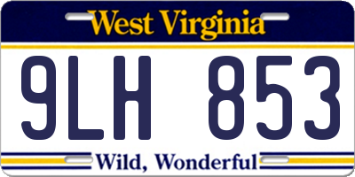 WV license plate 9LH853