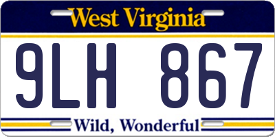WV license plate 9LH867