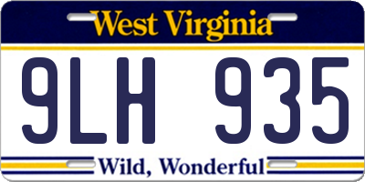 WV license plate 9LH935