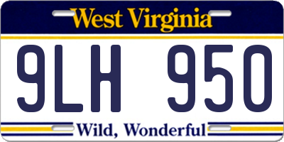 WV license plate 9LH950