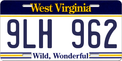 WV license plate 9LH962