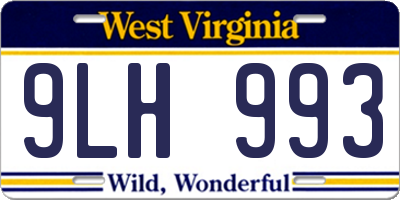 WV license plate 9LH993