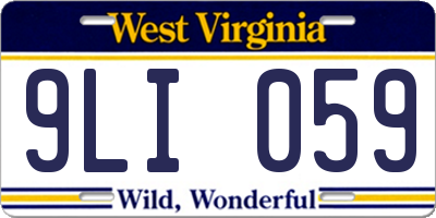 WV license plate 9LI059
