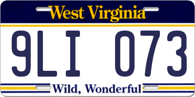 WV license plate 9LI073