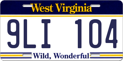 WV license plate 9LI104