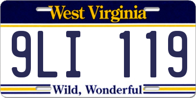 WV license plate 9LI119