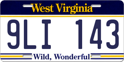 WV license plate 9LI143