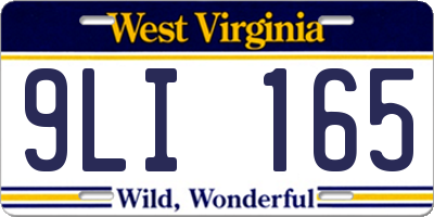 WV license plate 9LI165