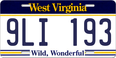 WV license plate 9LI193