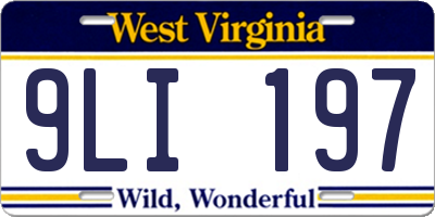 WV license plate 9LI197