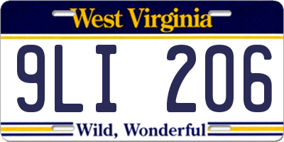 WV license plate 9LI206