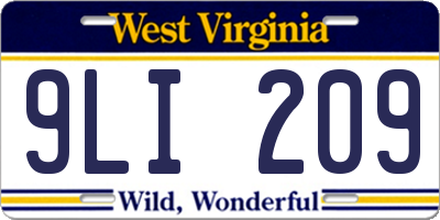 WV license plate 9LI209