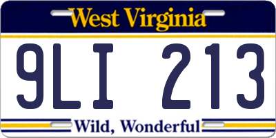 WV license plate 9LI213