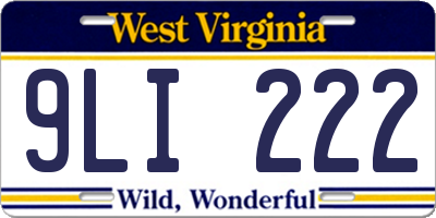 WV license plate 9LI222