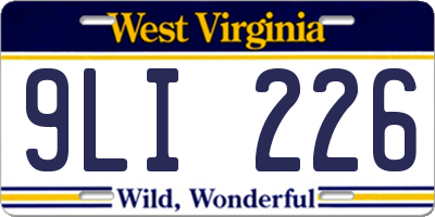 WV license plate 9LI226