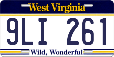 WV license plate 9LI261