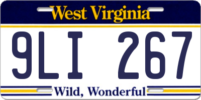 WV license plate 9LI267