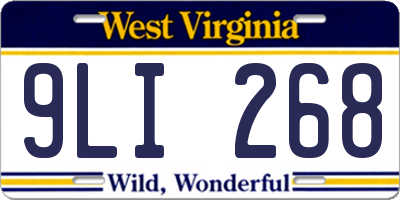WV license plate 9LI268