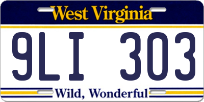 WV license plate 9LI303