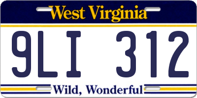 WV license plate 9LI312