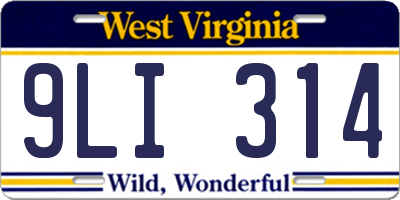 WV license plate 9LI314