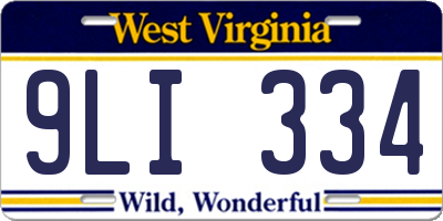 WV license plate 9LI334