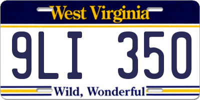 WV license plate 9LI350