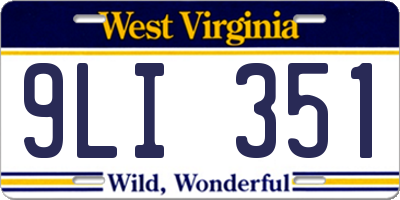 WV license plate 9LI351