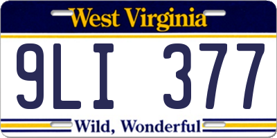 WV license plate 9LI377