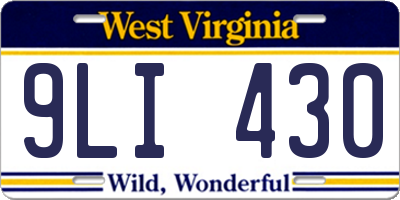 WV license plate 9LI430