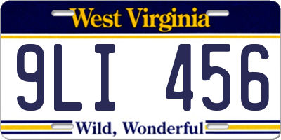 WV license plate 9LI456