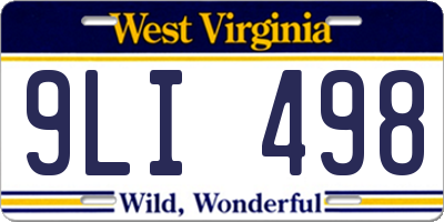 WV license plate 9LI498