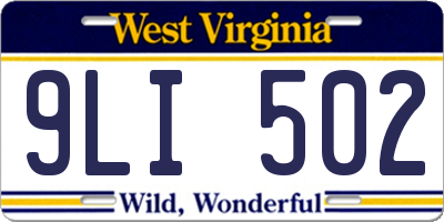 WV license plate 9LI502